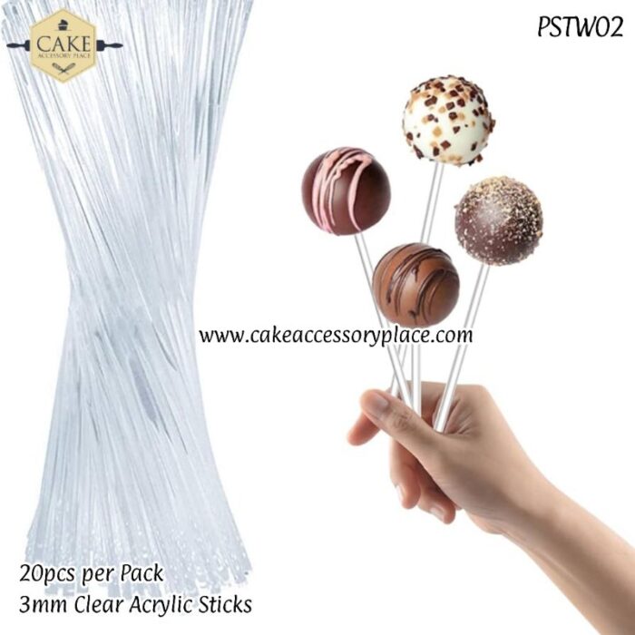 Pure Acrylic Lollipop Sticks Clear Reusable Cake Pops Stick for Making Candy Cupcake Toppers Dessert Chocolate Baking Tool