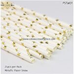 Metallic Gold Paper Drinking Straws CraftsupplyShop CakeAccessoryPlace