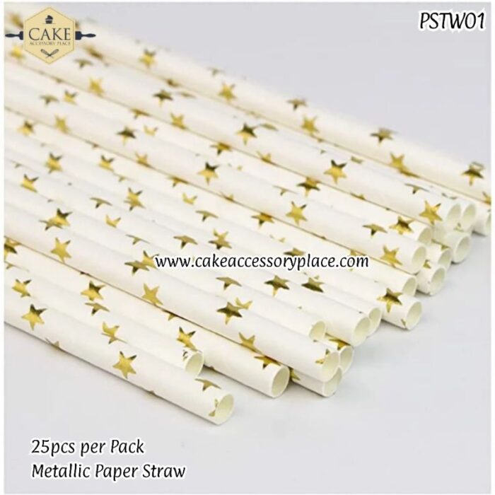 Metallic Gold Paper Drinking Straws CraftsupplyShop CakeAccessoryPlace