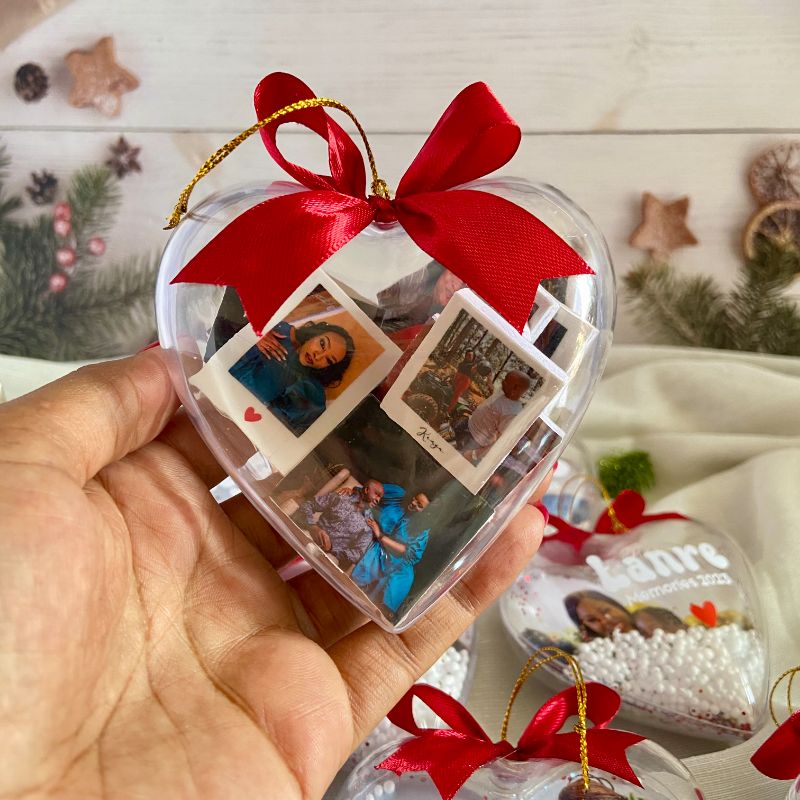 Custom Heart Polaroid Photo Christmas Ornament (1) Heart Polaroid Photo Christmas Ornaments - Image 1