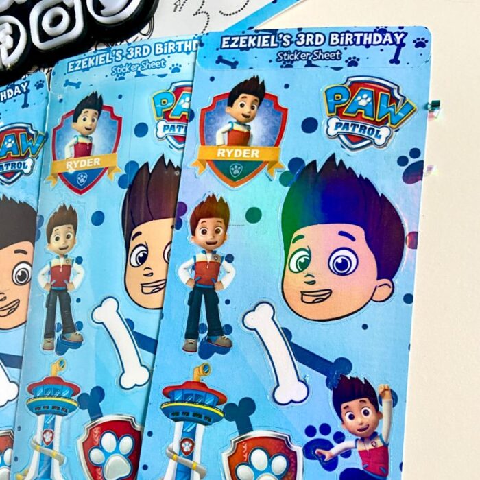 paw patrol vinyl sticker sheets, kids stickers, vinyl stickers, activity book stickers, ryder paw patrol