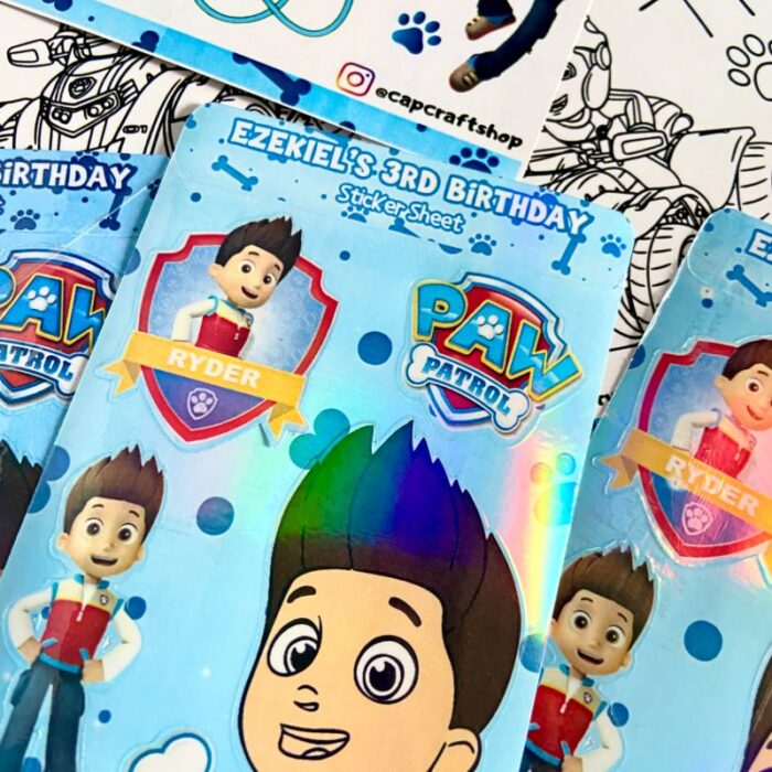 paw patrol vinyl sticker sheets, kids stickers, vinyl stickers, activity book stickers, ryder paw patrol