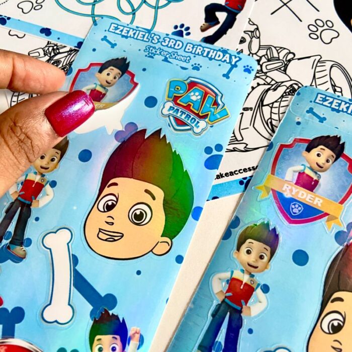 paw patrol vinyl sticker sheets, kids stickers, vinyl stickers, activity book stickers, ryder paw patrol