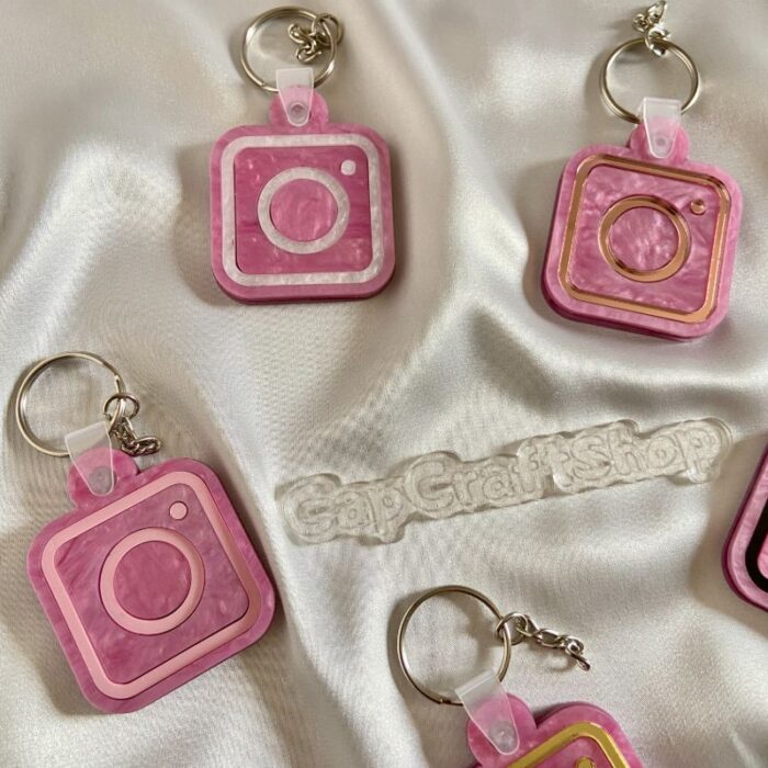 MARBLE PINK Scannable Digital Social Media Keychain, NFC, Business Card, Tap and Follow, QR Code, Smart Business Keyring, Tik Tok, Instagram, Cash App