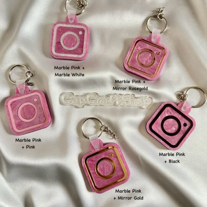MARBLE PINK Scannable Digital Social Media Keychain, NFC, Business Card, Tap and Follow, QR Code, Smart Business Keyring, Tik Tok, Instagram, Cash App