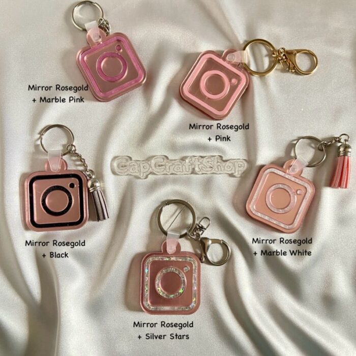 MIRROR ROSEGOLD Scannable Digital Social Media Keychain, NFC, Business Card, Tap and Follow, QR Code, Smart Business Keyring, Tik Tok, Instagram, Cash App