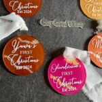 first christmas ornament acrylic painted ornament, Hand-Painted Baby's First Christmas Ornament, capcraftshop acrylic 1st christmas ornaments