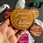 first christmas ornament acrylic painted ornament, Hand-Painted Baby's First Christmas Ornament, capcraftshop acrylic 1st christmas ornaments