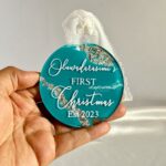 first christmas ornament acrylic painted ornament, Hand-Painted Baby's First Christmas Ornament, capcraftshop acrylic 1st christmas ornaments