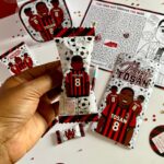 Custom Football Ac milan birthday Activity brochure, activity brochure, football trifold brochure, CapCraftShop Party Box favor, Welch treats, Chivita Juice Box, Chpa Chups Lollipop, Chocolate Bar, Coloring Activity Sheet, Crayons