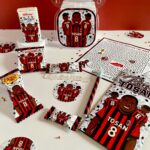 Custom Football Ac milan birthday Activity brochure, activity brochure, football trifold brochure, CapCraftShop Party Box favor, Welch treats, Chivita Juice Box, Chpa Chups Lollipop, Chocolate Bar, Coloring Activity Sheet, Crayons