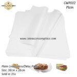 Plain Greaseproof/Wax Paper - 25pcs