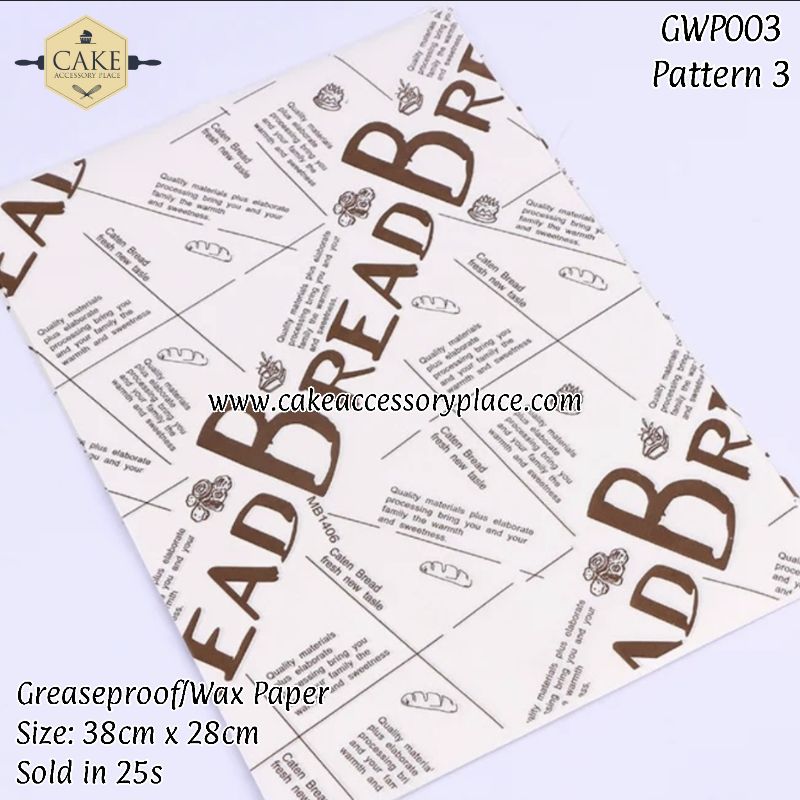 wax or greaseproof papers (9) Pattern 3 Greaseproof/Wax Paper - 25pcs - Image 1