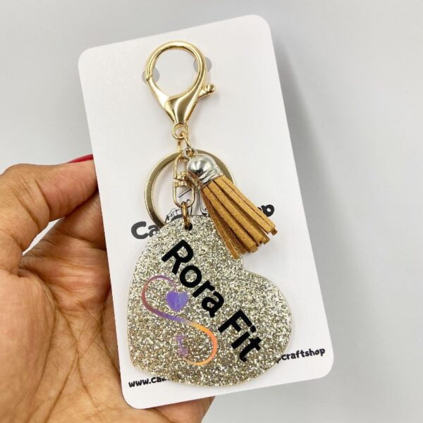 glitter heart acrylic keychain