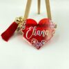 8cm Red glitter heart Acrylic Keychain custom