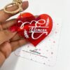 8cm Red glitter heart Acrylic Keychain custom