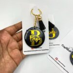 5cm Personalized Round Glitter Acrylic Keychain - Image 2