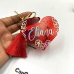 8cm Personalized Glitter Heart Acrylic Keychain - Image 8