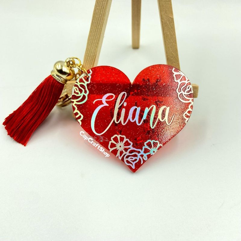 8cm-Heart-Acrylic-red-Glitter-Keychain-w-7cm-Tassel-3.jpg 8cm Personalized Glitter Heart Acrylic Keychain - Image 1