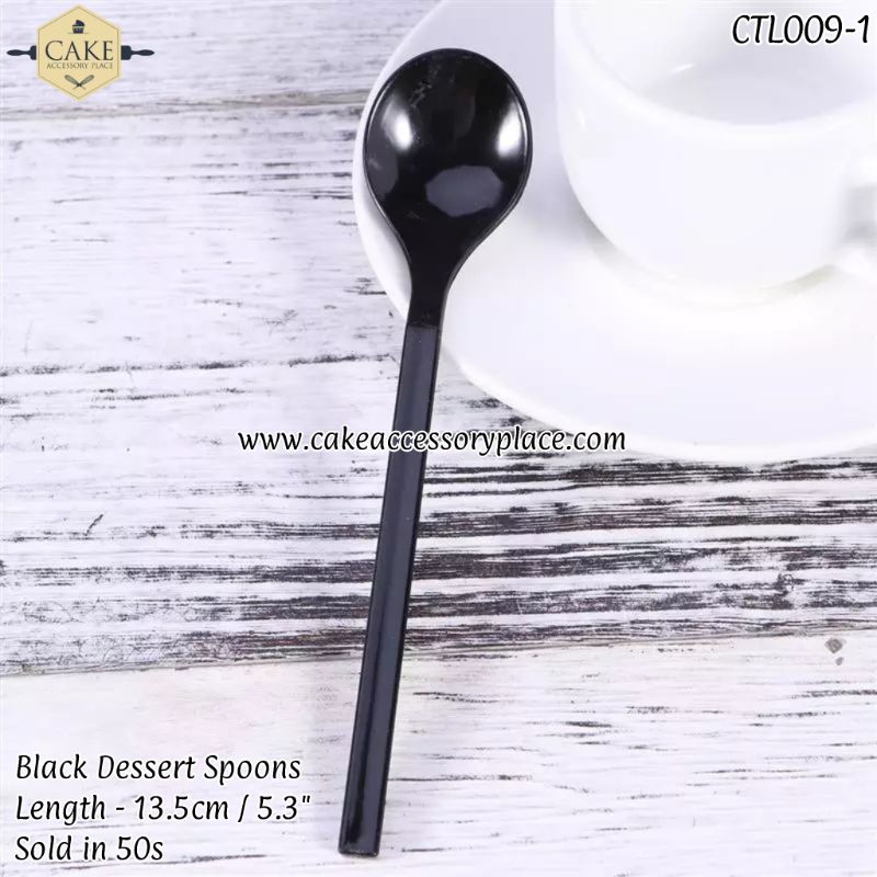 Cutlery-30.jpg 5.3inch Individually Wrapped Black Spoons - 50pcs - Image 1