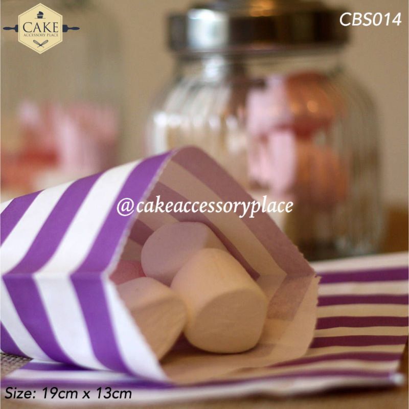 Kraft-Cookie-bag-Purple-stripe-12pcs1.jpg Stripe Kraft Cookie Bags - 60pcs - Image 1