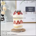500ml U-shaped Parfait Cups with Lids- 50pcs - Image 3