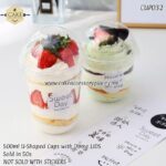 500ml U-shaped Parfait Cups with Lids- 50pcs - Image 2