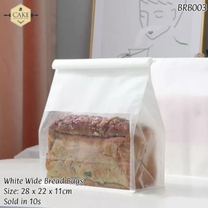White Wide Bread Bag - 10pcs