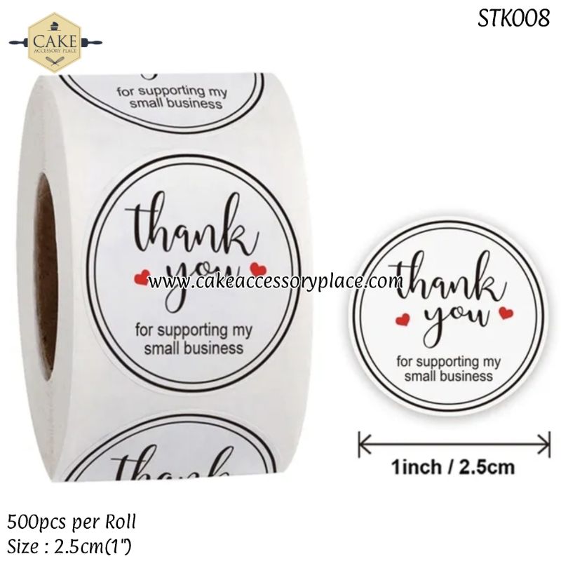 sticker-8-1.jpg Thank you (White) Sticker - 1roll - Image 1