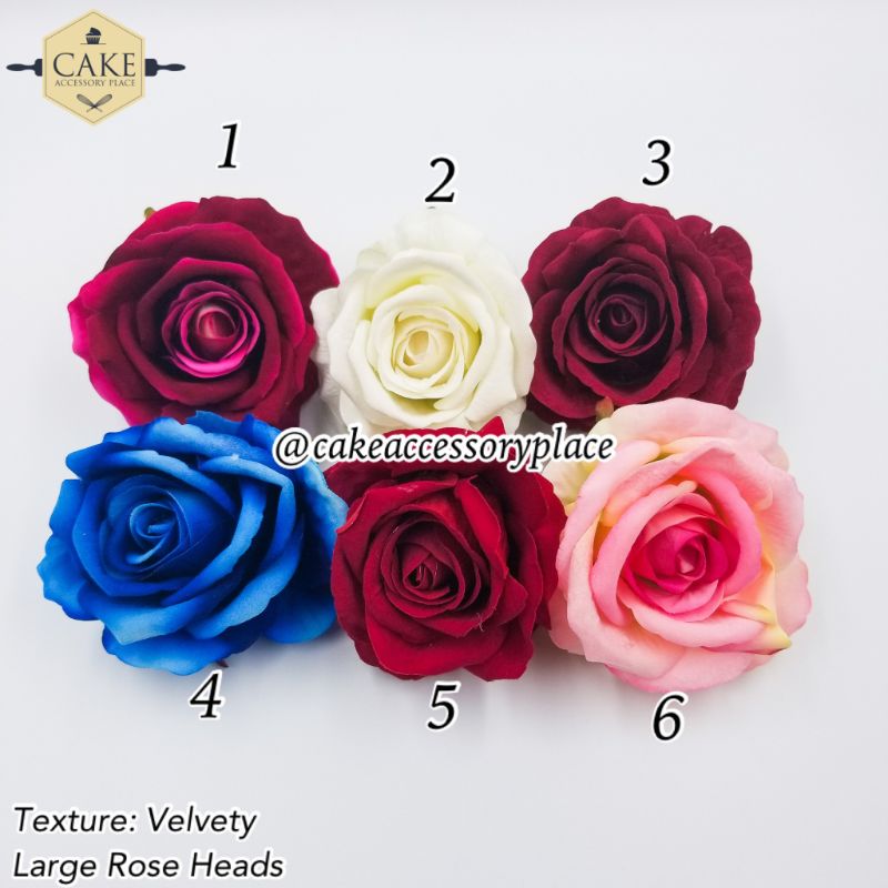 velvet-rose-heads-4.jpg Blue Velvet Rose Heads - 1pcs - Image 1