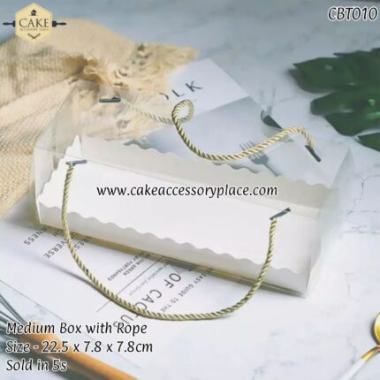 Medium White Clear Box With Rope - 5pcs