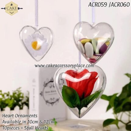 Heart Shaped Baubles/Ornaments - 5pairs