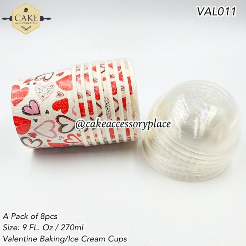 Valentine (10) Val Themed Baking/Ice-cream Cups - 8pcs - Image 1