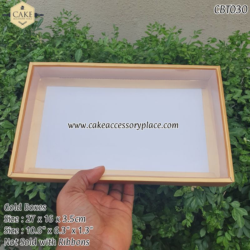 Box (1) (120) Gold Boxes with Clear Lids - 2pcs - Image 1