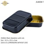 3500ml/118oz Black Ramekins with High Lids - 5pcs - Image 2