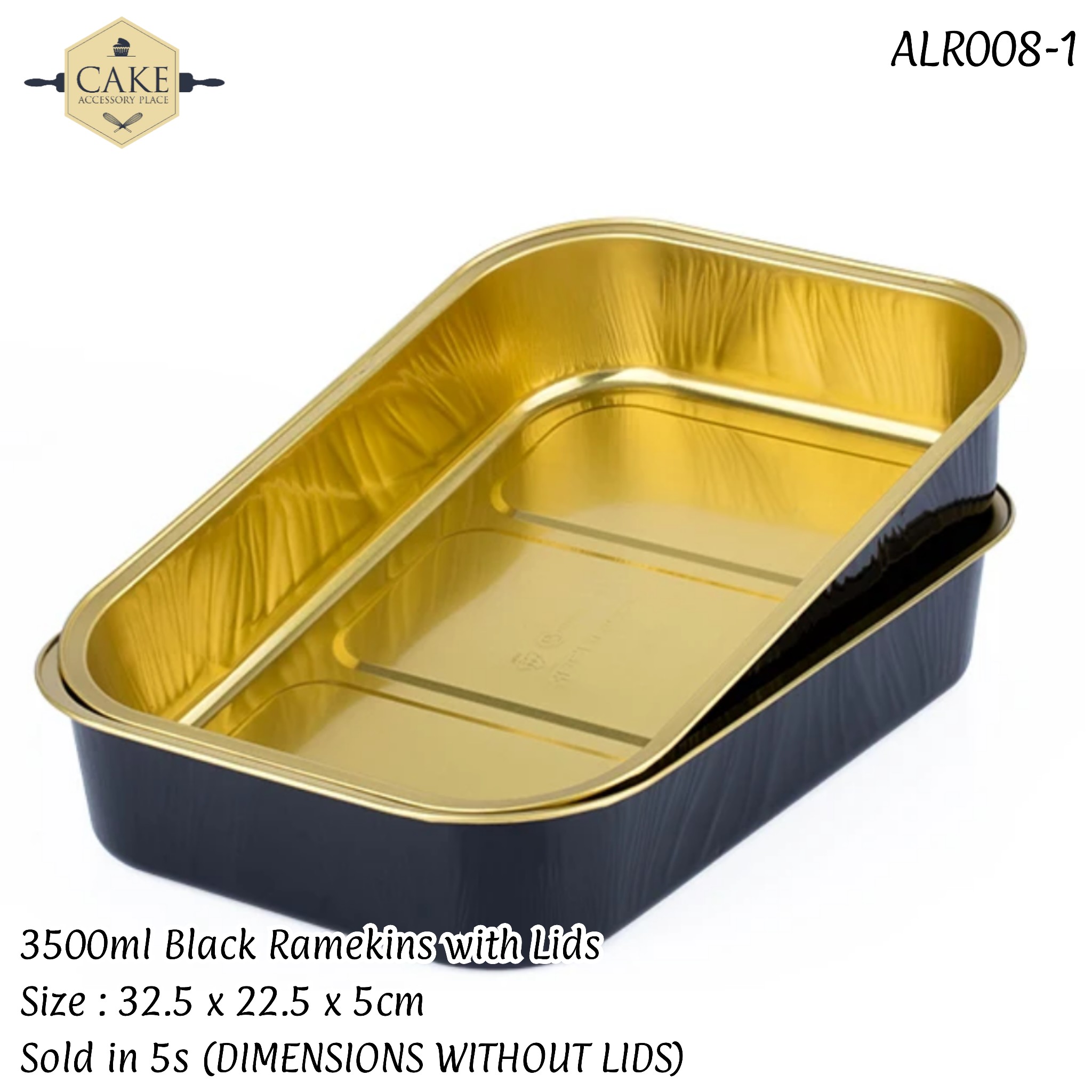 3500ml Ramekins 3500ml/118oz Black Ramekins with High Lids - 5pcs - Image 1