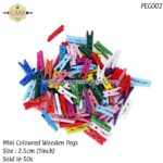 Mini Multicoloured Wooden Pegs - 50pcs - Image 2