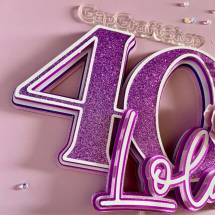 Layered Happy Birthday 3D cake topper 40th Birthday