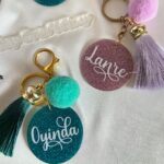 5cm Personalized Round Glitter Acrylic Keychain - Image 3