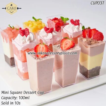 100ml Mini Square Dessert Cups - 10pcs