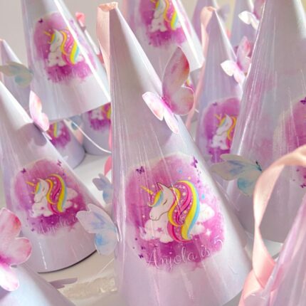 Unicorn Birthday Hat, Pastel Pink Purple Glitter Gold, Birthday Party Hat, Unicorn Hat, Girl Birthday, Unicorn Floral Party Decor