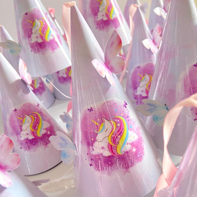 Unicorn Party Hats CapCraftShop Butterfly Hats (10) Unicorn Birthday Hat, Pastel Pink Purple Glitter Gold, Birthday Party Hat, Unicorn Hat, Girl Birthday, Unicorn Floral Party Decor
