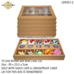 10 Grid Box with Sauce cups & Greaseproof Liner - 1pc