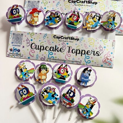 Blue Dog Cupcake Toppers, Pastel Colors Blue Dog Party Decoration , Blue Birthday, Blue Dog Theme Party, Blue First Birthday, Blue Heeler