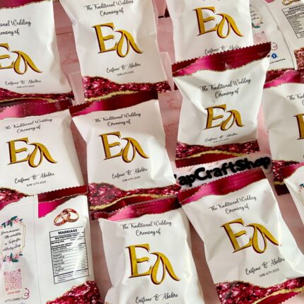 Wedding Small chops, Customized Chip Bags, personalized treat bags