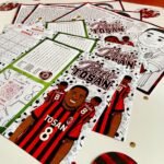 Custom Football Ac milan birthday Activity brochure, activity brochure, football trifold brochure, CapCraftShop Party Box favor, Welch treats, Chivita Juice Box, Chpa Chups Lollipop, Chocolate Bar, Coloring Activity Sheet, Crayons