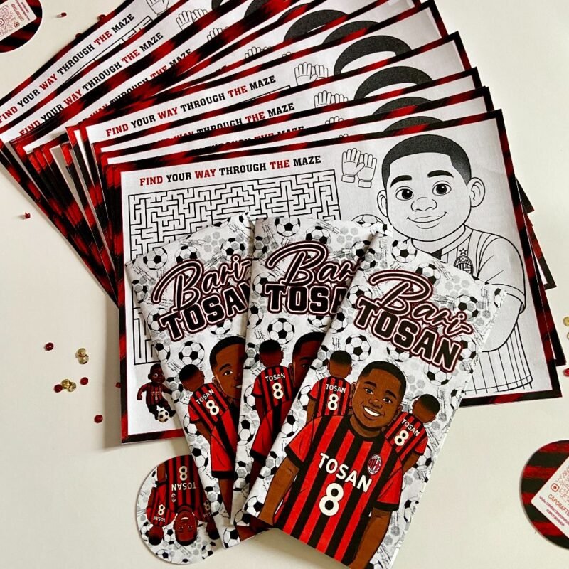 Custom Football Ac milan birthday Activity brochure, activity brochure, football trifold brochure