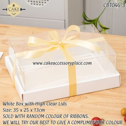 White box with High Clear Lids and Ribbon - 1pc