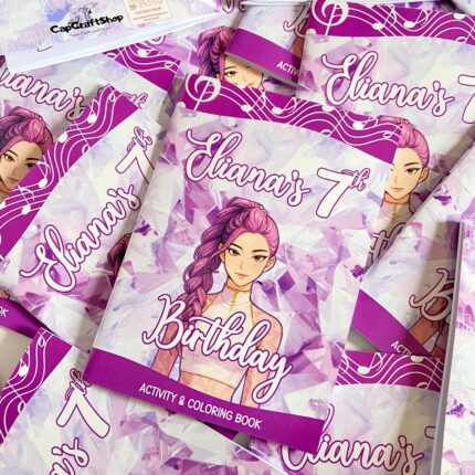 Huntrix CapCraftShop Colouring Book, Crayon Pack, Party Box favor, Welch treats, Chivita Juice Box, Chpa Chups Lollipop, Chocolate Bar, KPOP Demon Hunters Coloring Activity Sheet, Crayons