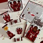 Custom Football Ac milan birthday Activity brochure, activity brochure, football trifold brochure, CapCraftShop Party Box favor, Welch treats, Chivita Juice Box, Chpa Chups Lollipop, Chocolate Bar, Coloring Activity Sheet, Crayons